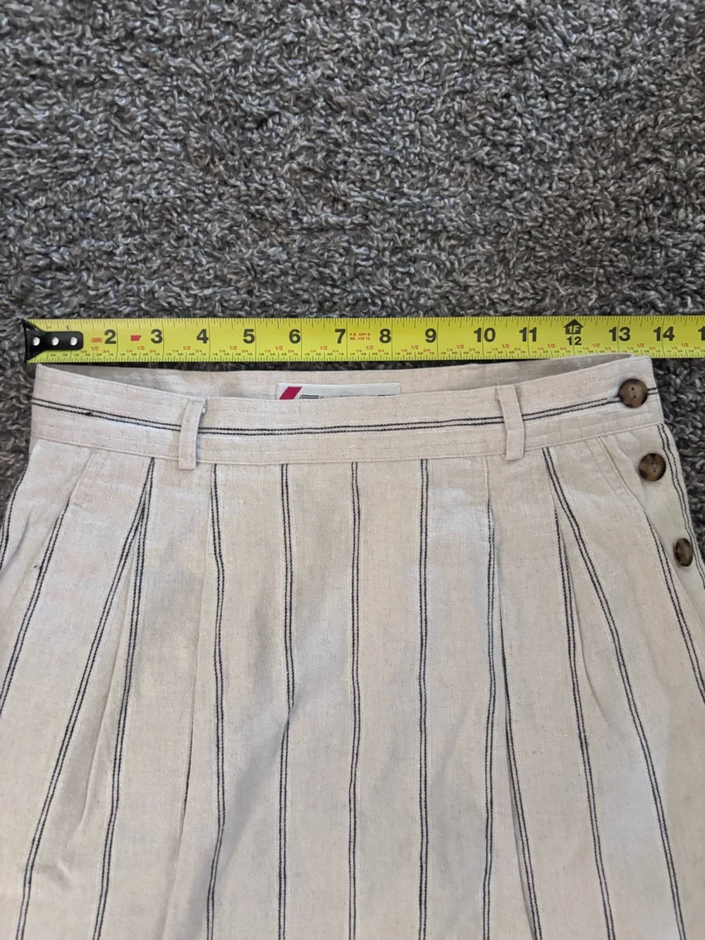 Vintage CHAUS women’s Linen Cotton Stripe Midi Skirt 8 Preppy Old Money Chic